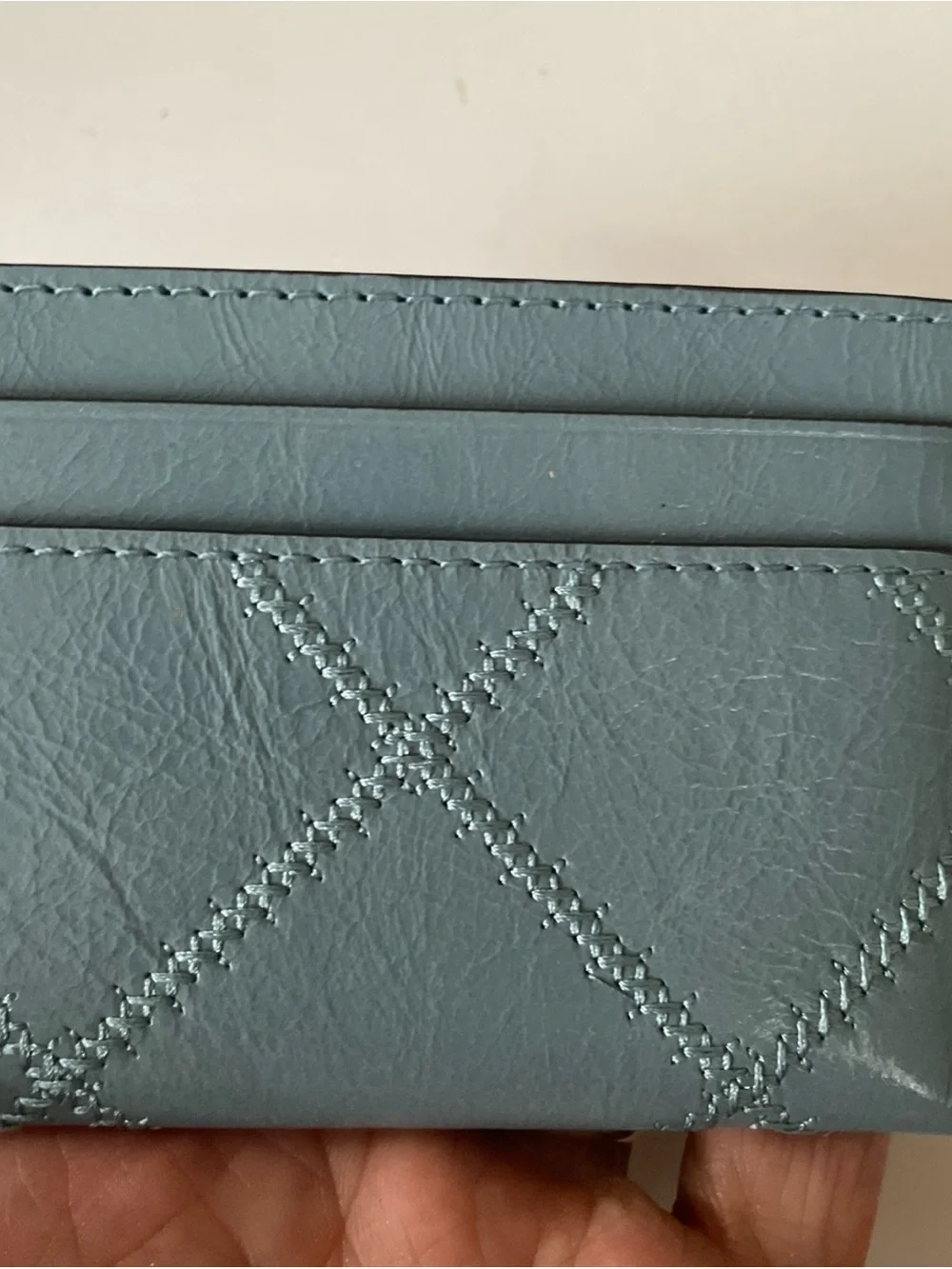 Tory Burch Blue Quilted Leather Card Holder with Logo
